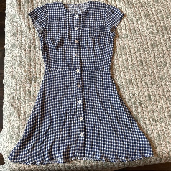 Reformation Vicki button dress in blue gingham - Picture 7 of 7